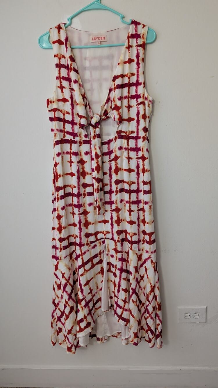Leyden ikat tie front midi dress